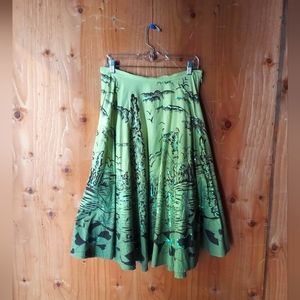 Esprit Green Ombre Cotton Embellished A Line Skirt
